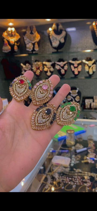 Turkish Zirconia adjustable Ring R-416-Golden