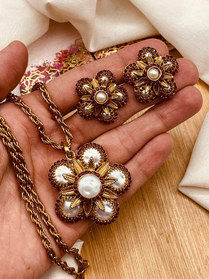 Turkish Mother Pearl Locket set L-912