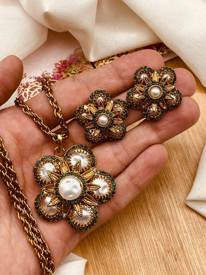 Turkish Mother Pearl Locket set L-912