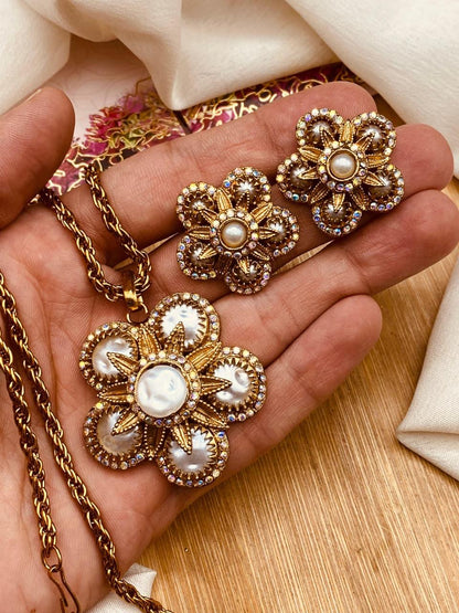Turkish Mother Pearl Locket set L-912
