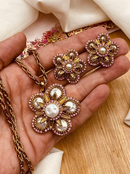 Turkish Mother Pearl Locket set L-912