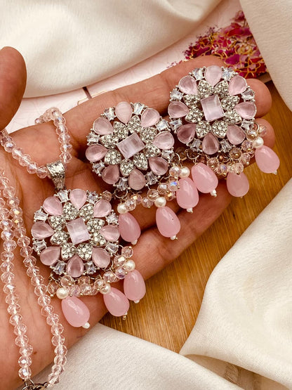 Noora Flower Locket set L-913-Silver