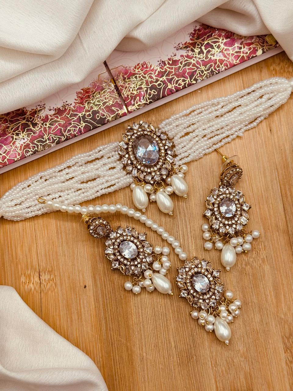 Azka Zirconia Guluband set N-1030-Golden