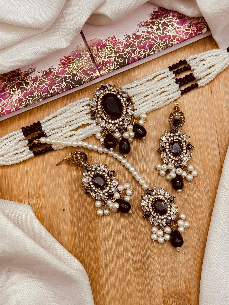 Azka Zirconia Guluband set N-1030-Golden