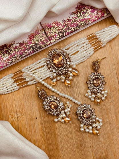 Azka Zirconia Guluband set N-1030-Golden