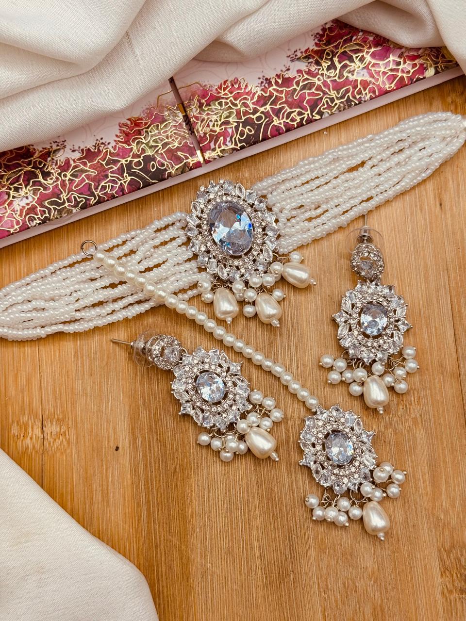 Azka Zirconia Guluband set N-1030-Silver