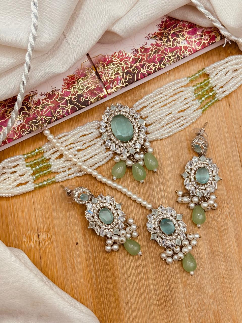 Azka Zirconia Guluband set N-1030-Silver