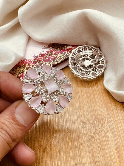 Zirconia Flower Adjustable Ring R-417