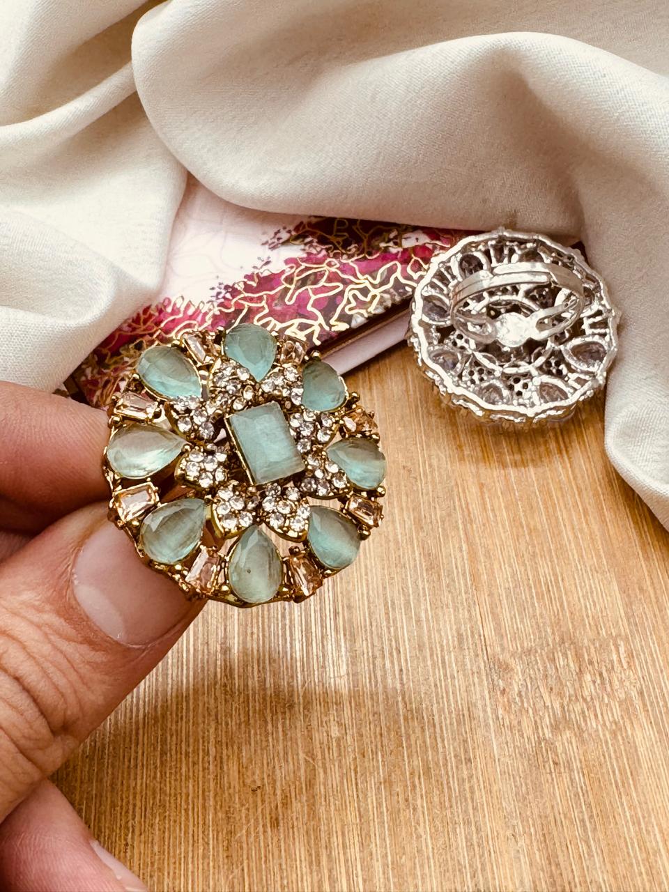 Zirconia Flower Adjustable Ring R-417