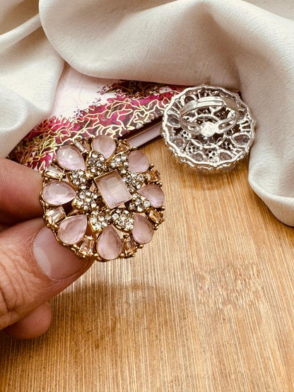 Zirconia Flower Adjustable Ring R-417