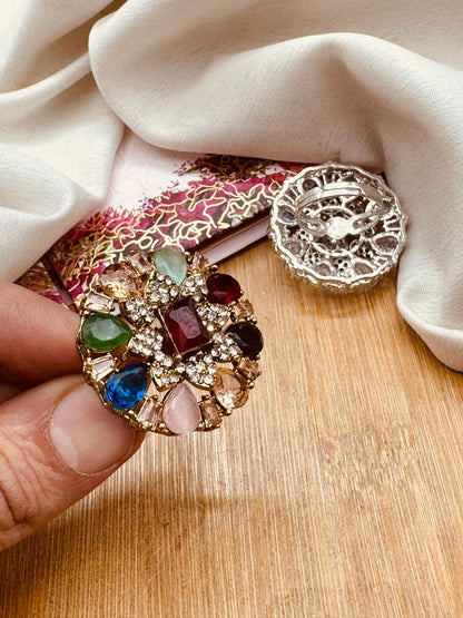 Zirconia Flower Adjustable Ring R-417