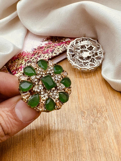 Zirconia Flower Adjustable Ring R-417