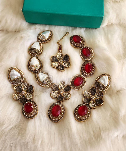 Doublet Stones Mother pearl Necklace set N-1032