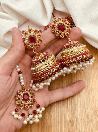 Nafeesa Jhumka Tika set E-3035