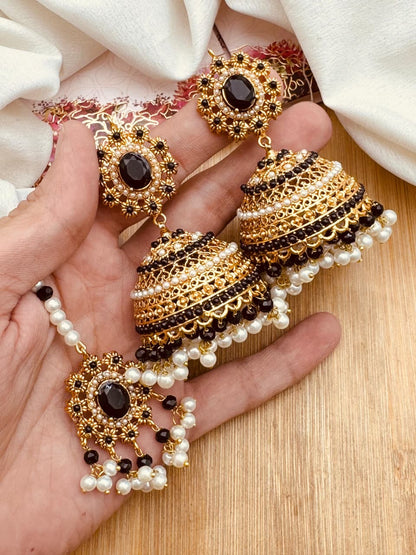 Nafeesa Jhumka Tika set E-3035