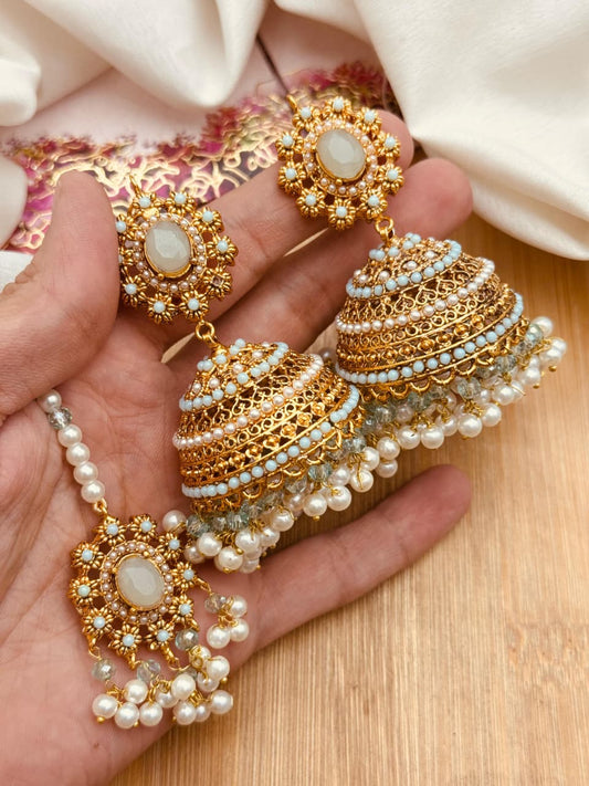 Nafeesa Jhumka Tika set E-3035