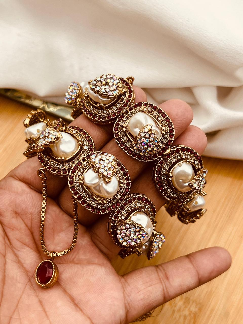 Turkish Mother Pearl Openable Bangles (pair)-2654 Nayab Jewellery