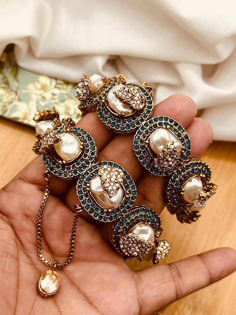 Turkish Mother Pearl Openable Bangles (pair)-2654 Nayab Jewellery