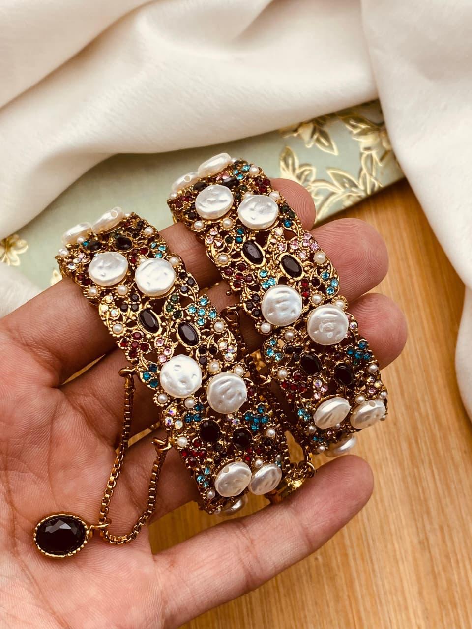 Turkish Mother Pearl Openable Bangles-2776 Nayab Jewellery