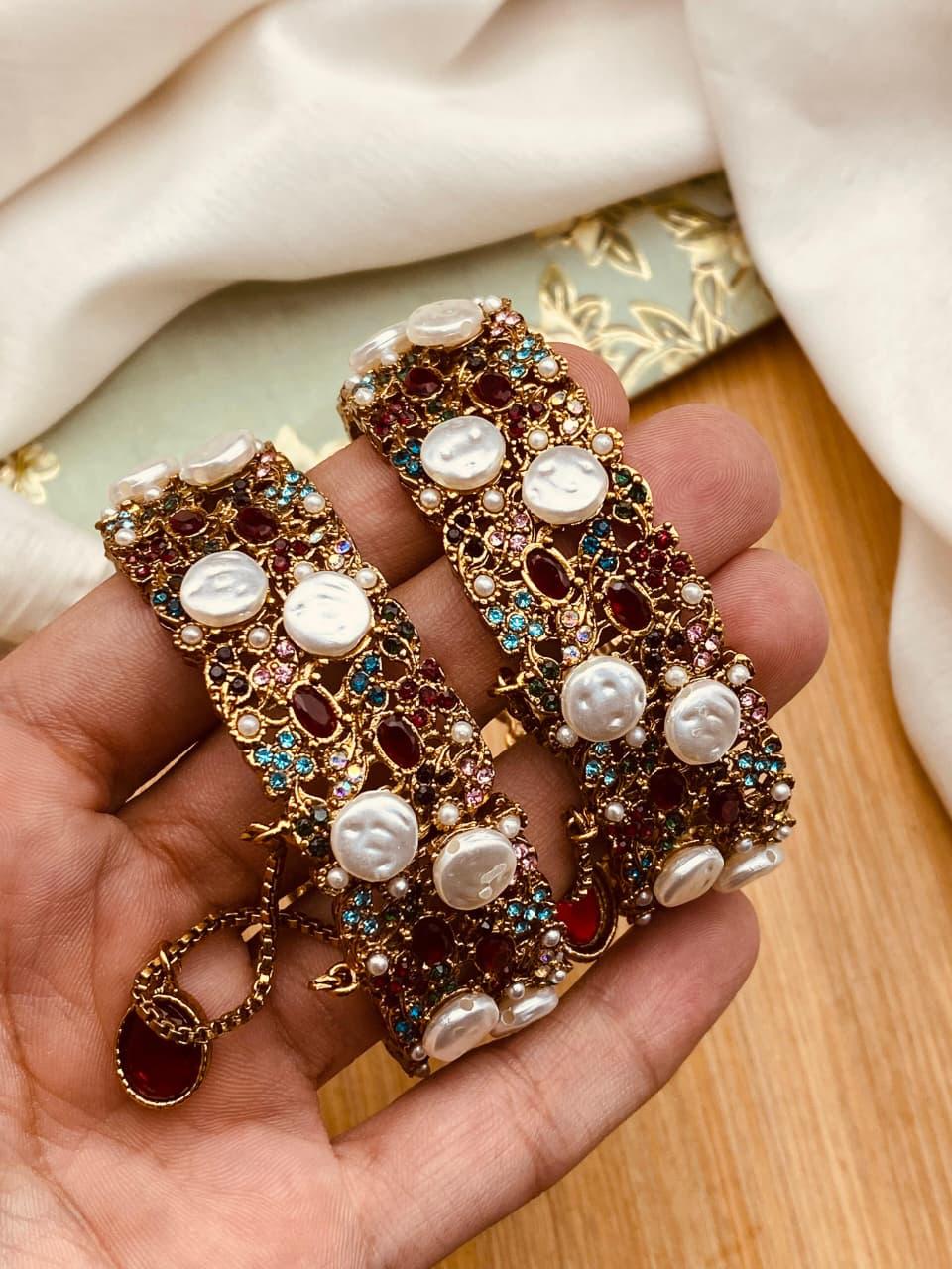 Turkish Mother Pearl Openable Bangles-2776 Nayab Jewellery