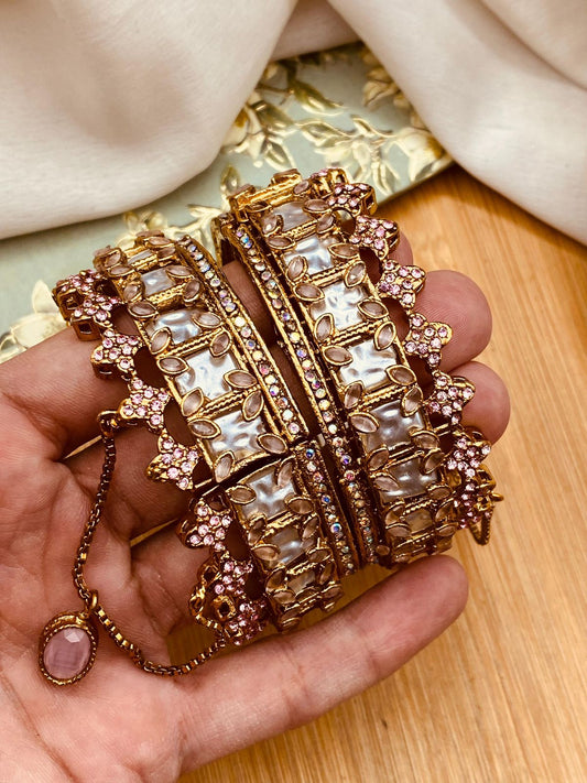 Turkish Mother Pearl openable Bangles (pair)-2779 Nayab Jewellery