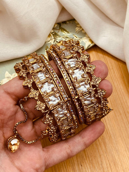 Turkish Mother Pearl openable Bangles (pair)-2779 Nayab Jewellery
