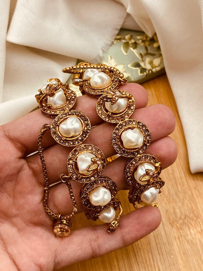 Mother Pearl Openable Bangles (pair)-2839