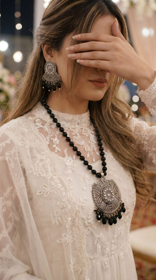 Rajhistani German Silver Mala set ML-2014