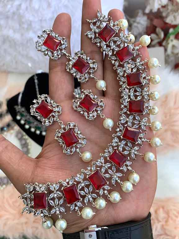 Yumna Zaidi Cubic Zirconia Necklace Set NJ-1428