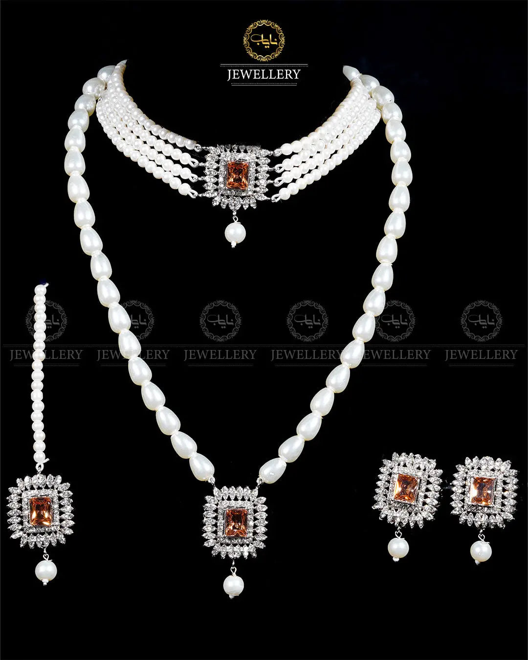 Zarcon 5 pcs combo double set -1960-Silver Nayab Jewellery