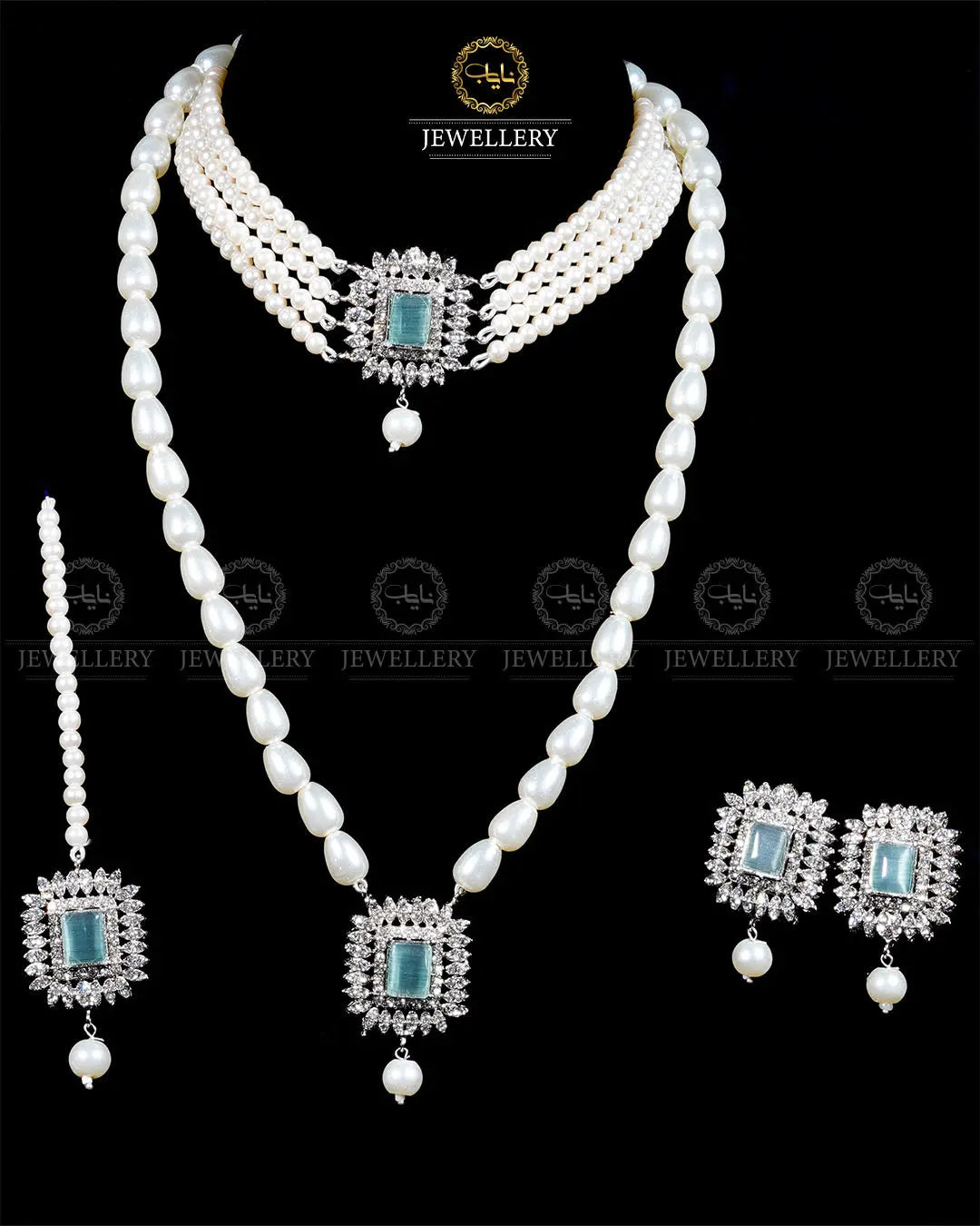 Zarcon 5 pcs combo double set -1960-Silver Nayab Jewellery