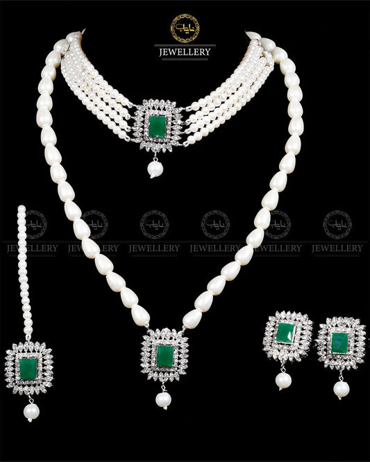 Zarcon 5 pcs combo double set -1960-Silver Nayab Jewellery