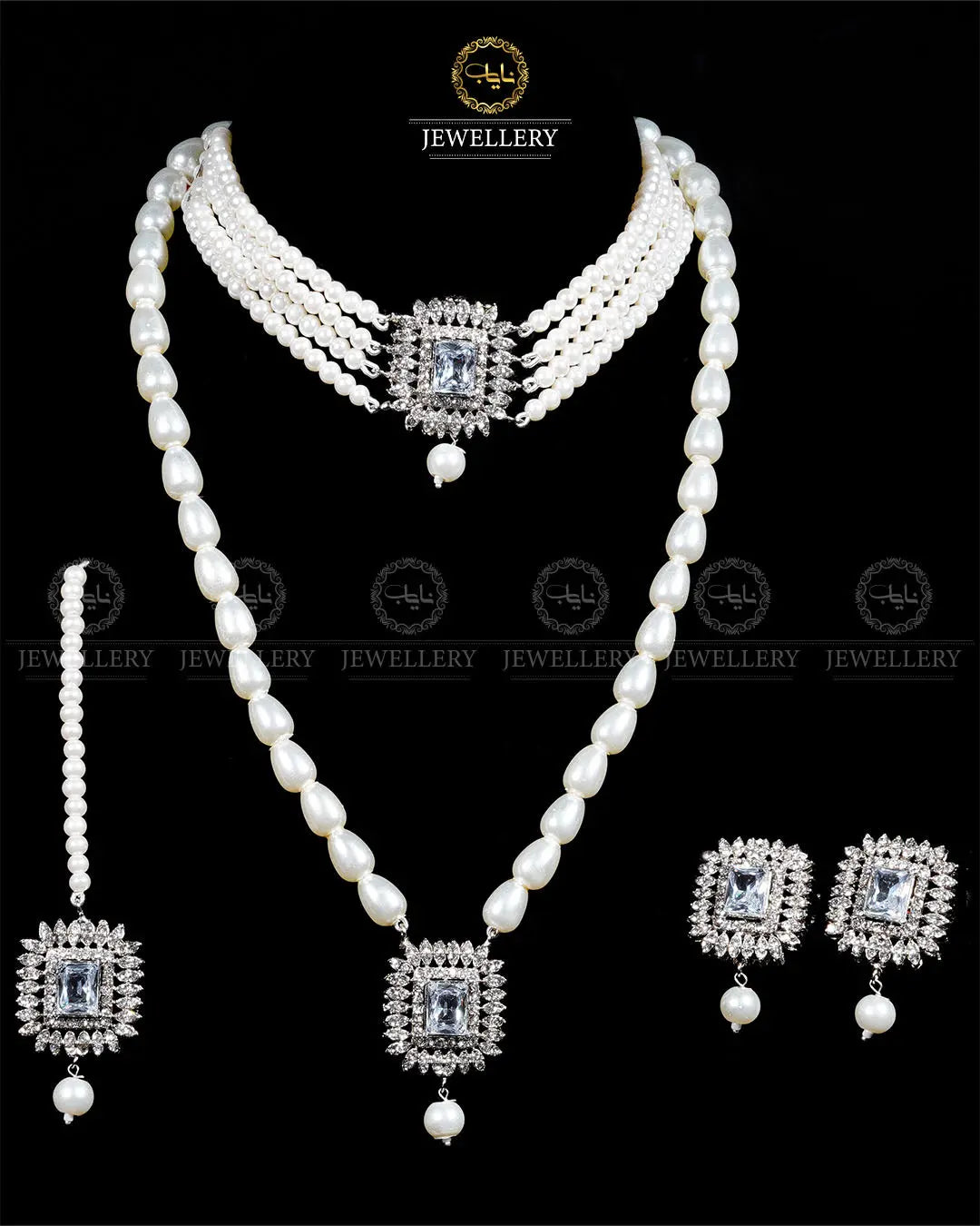 Zarcon 5 pcs combo double set -1960-Silver Nayab Jewellery