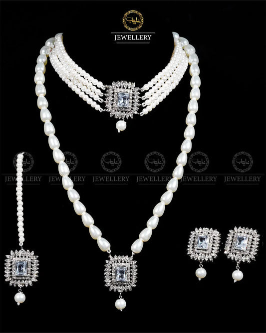 Zarcon 5 pcs combo double set -1960-Silver Nayab Jewellery