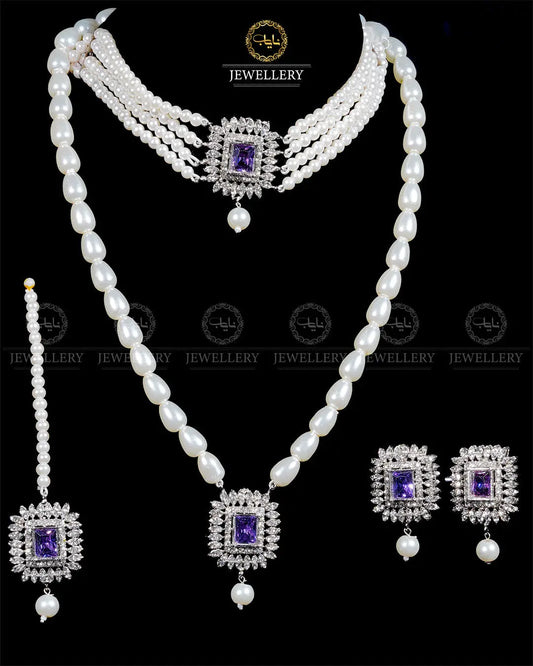 Zarcon 5 pcs combo double set -1960-Silver Nayab Jewellery