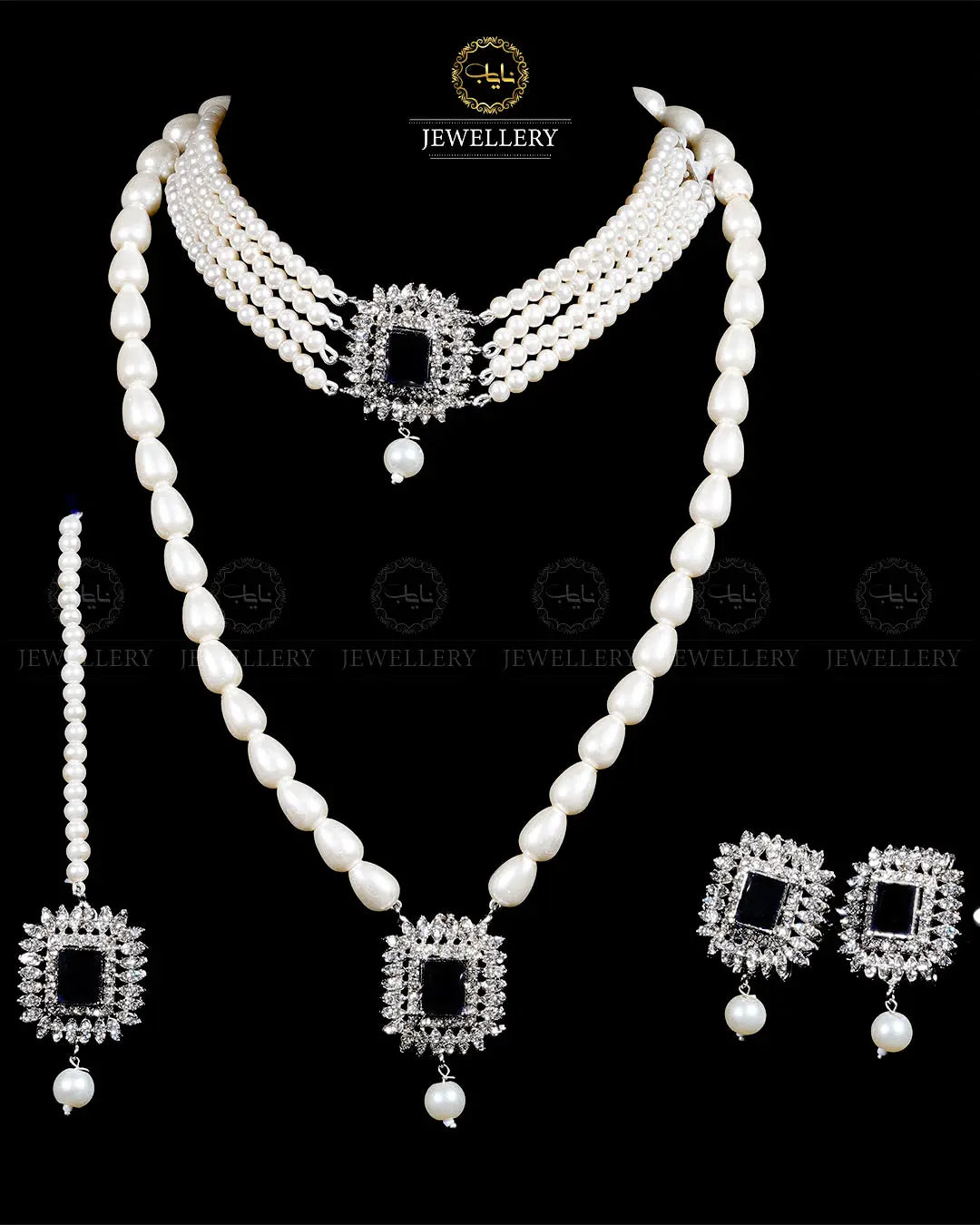 Zarcon 5 pcs combo double set -1960-Silver Nayab Jewellery