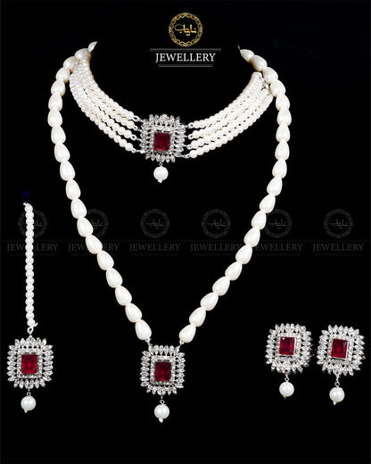 Zarcon 5 pcs combo double set -1960-Silver Nayab Jewellery