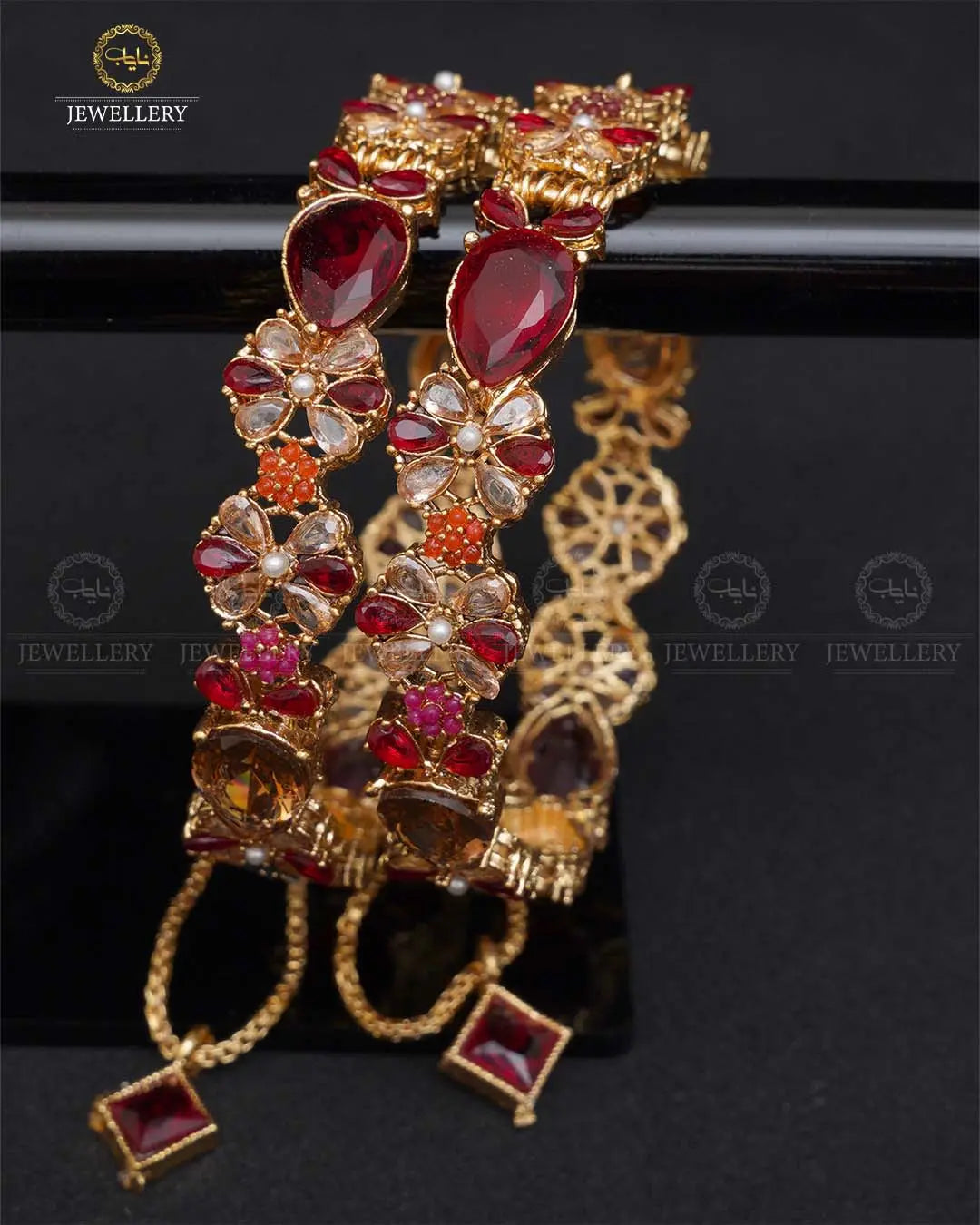 Zarcon Almond Openable Bangles -2029 -Gloden (pair) Nayab Jewellery