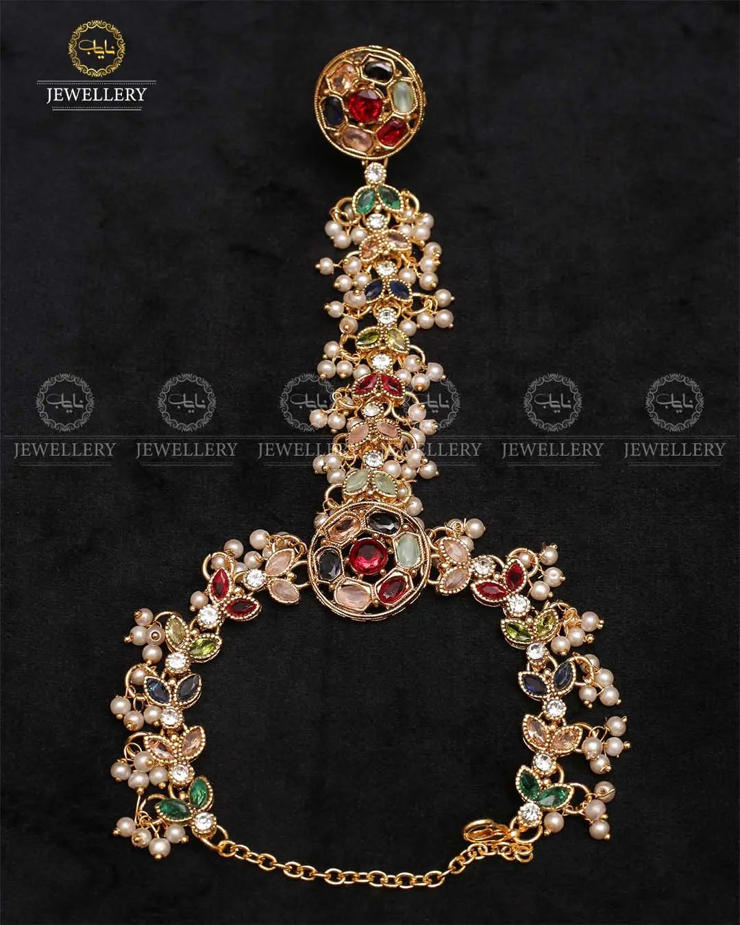 Zarcon Angla (Bracelet with Ring)-2213-Golden Nayab Jewellery