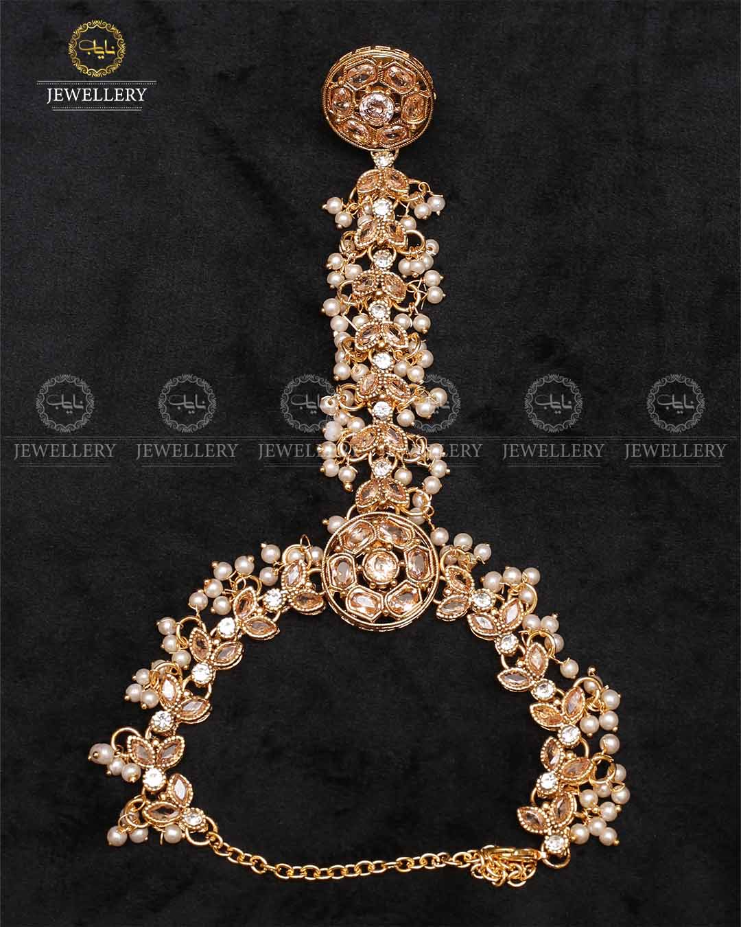 Zarcon Angla (Bracelet with Ring)-2213-Golden Nayab Jewellery