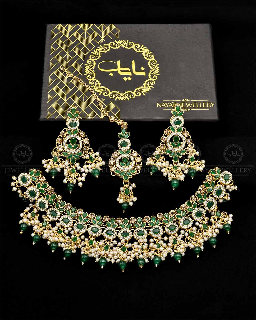 Zarcon Bridal Necklace Set  NJ-1747 -G Nayab Jewellery