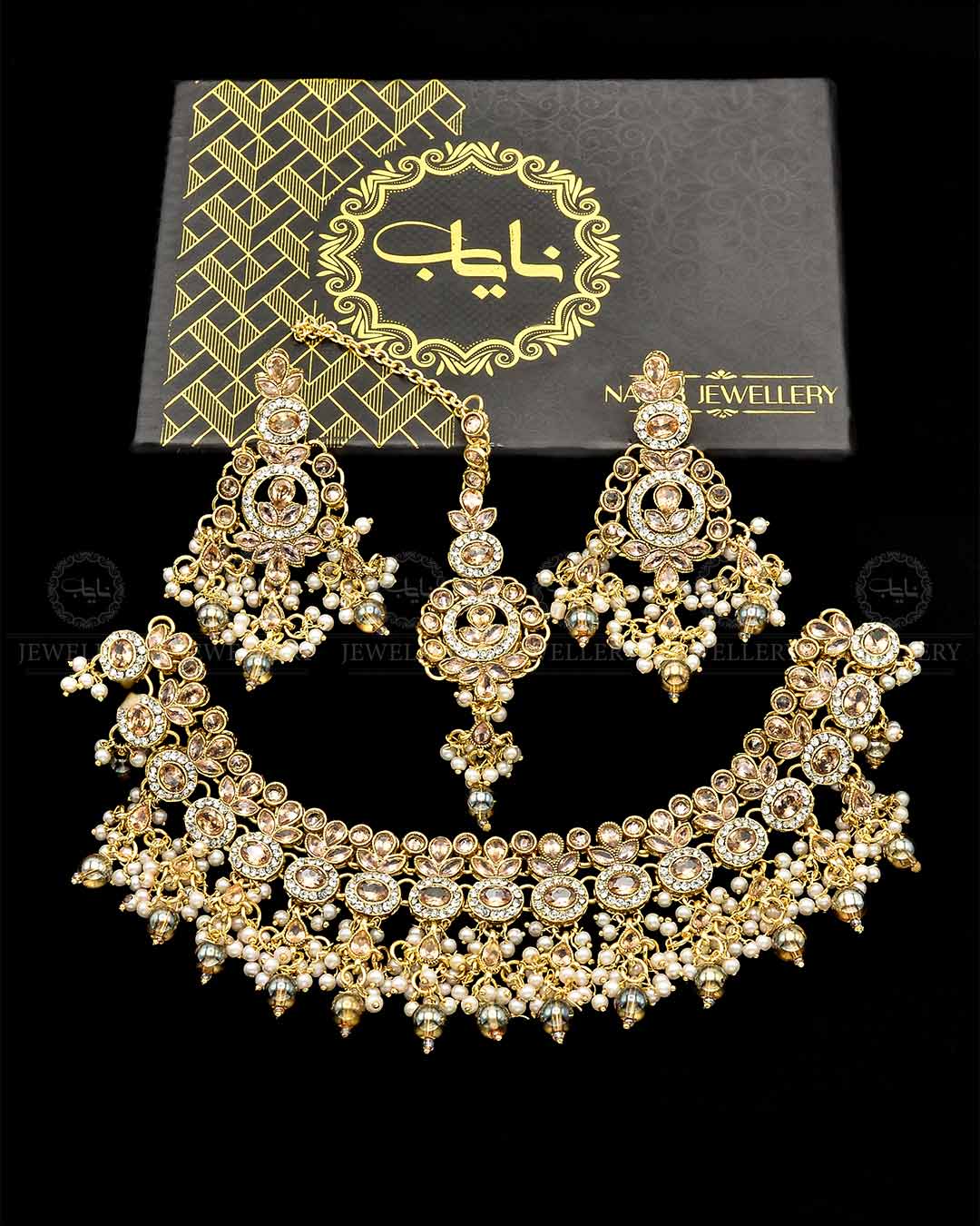 Zarcon Bridal Necklace Set  NJ-1747 -G Nayab Jewellery