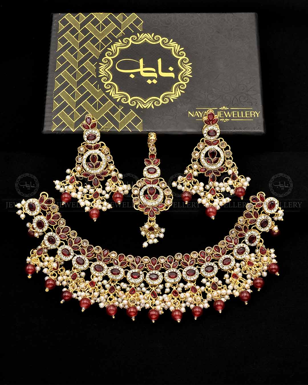 Zarcon Bridal Necklace Set  NJ-1747 -G Nayab Jewellery