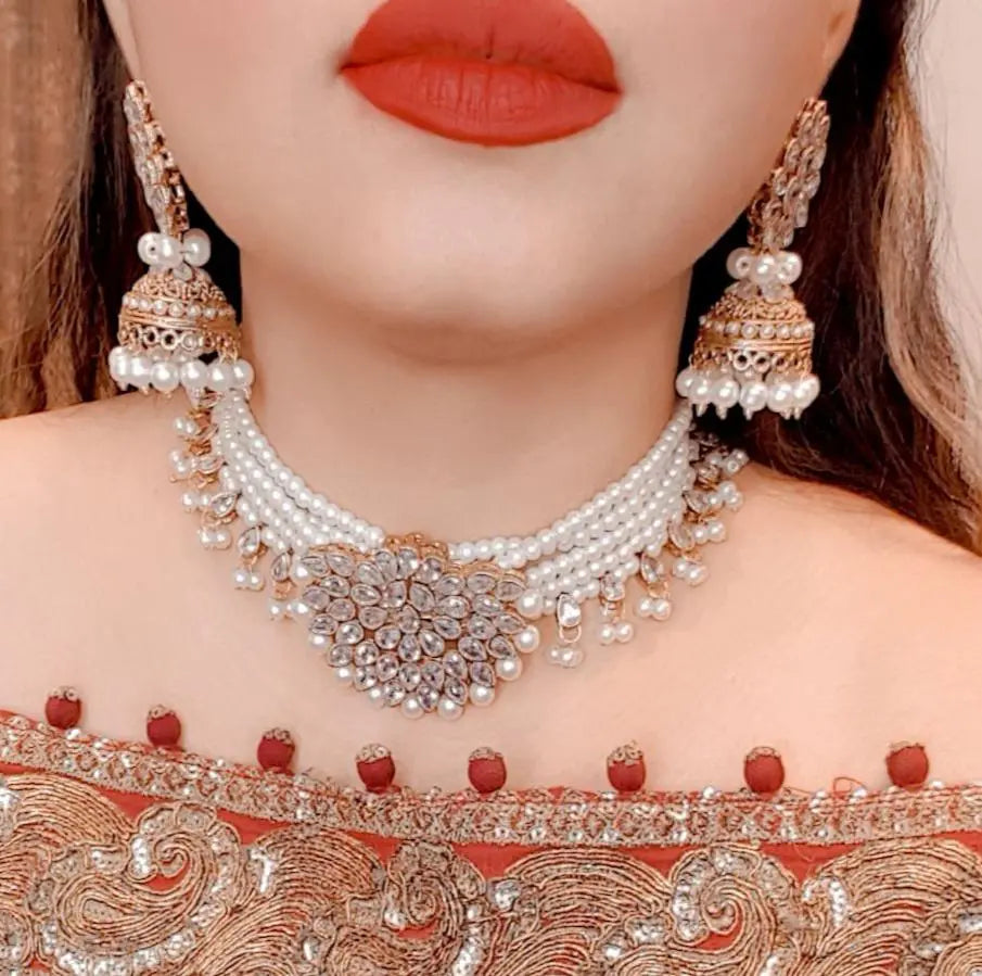 Zarcon Chokar with Jhumka & Long Tika -2031 Nayab Jewellery