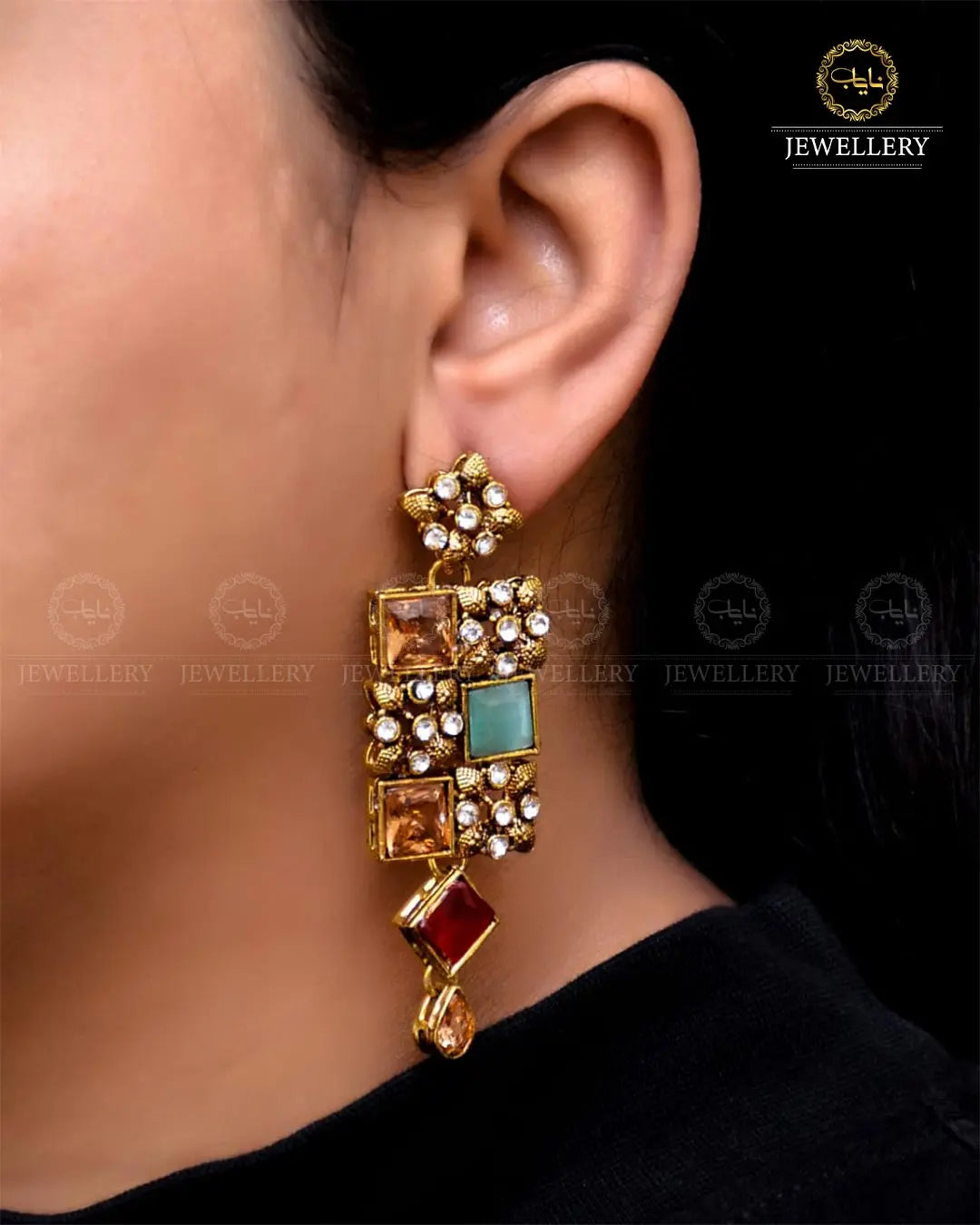 Zarcon Earrings  NJ-1754-G Nayab Jewellery