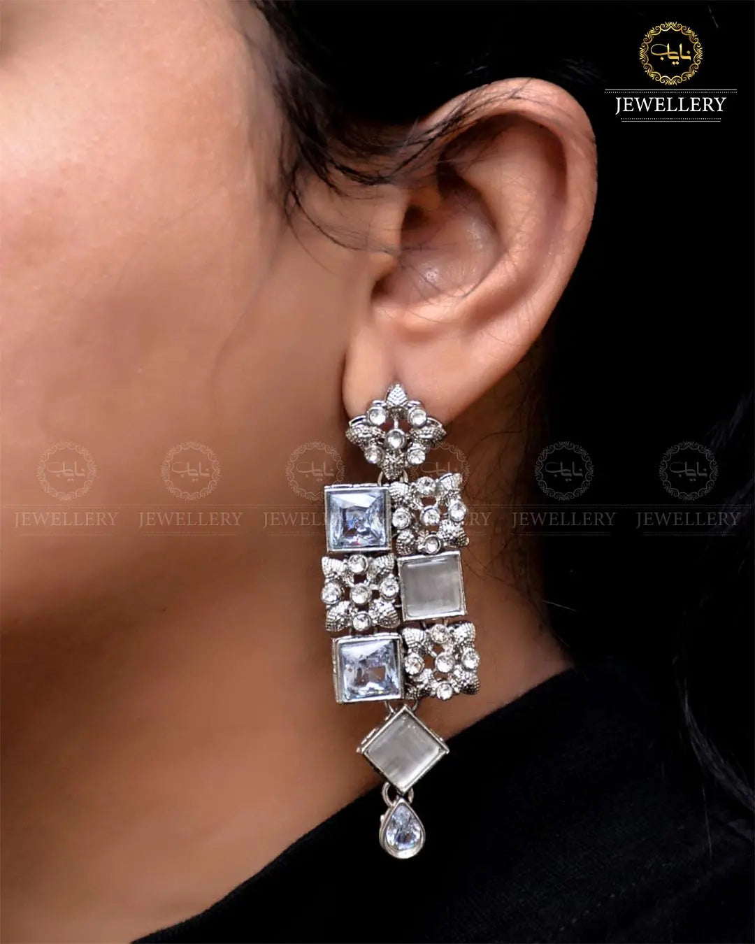 Zarcon Earrings  NJ-1754-Silver Nayab Jewellery