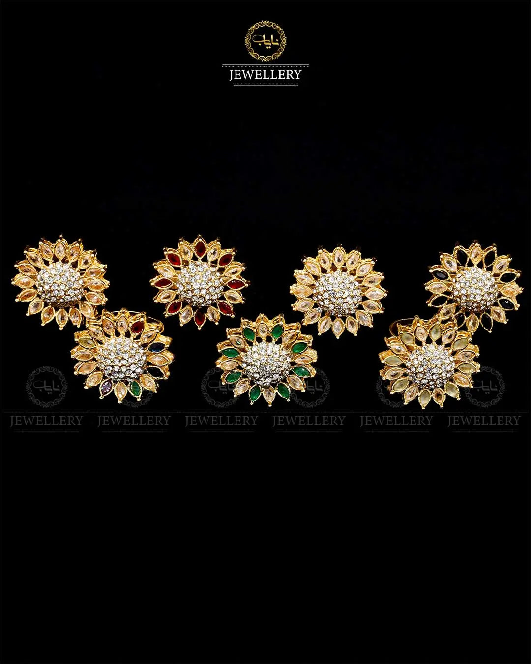 Zarcon Flower Adjustable Ring NJ -1689-G Nayab Jewellery