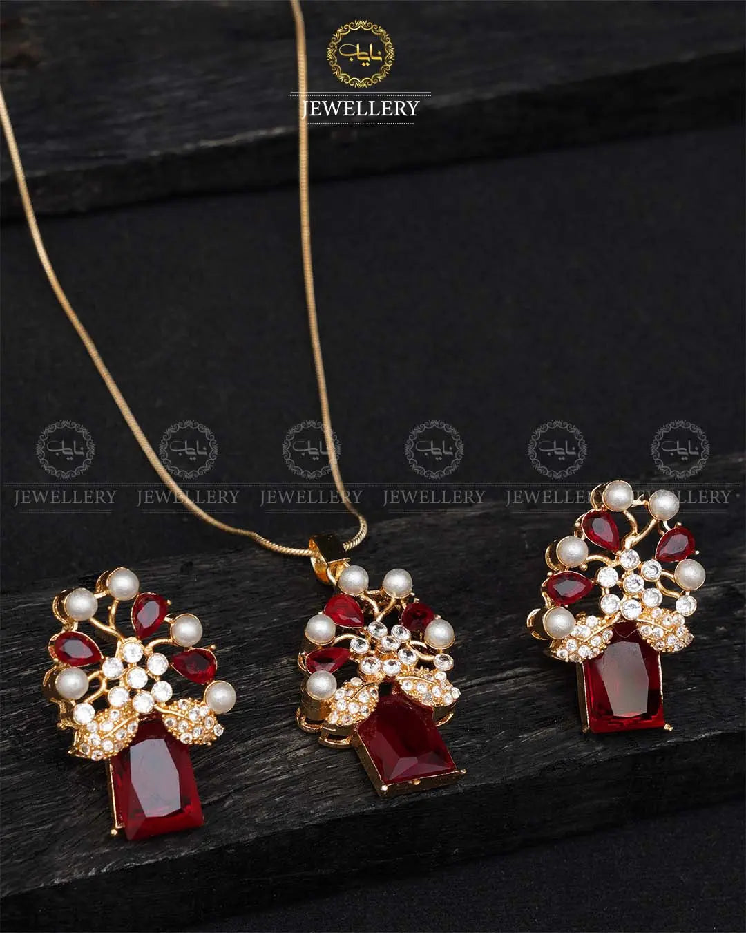 Zarcon Flower Locket set with Chain -2028 -Gloden Nayab Jewellery