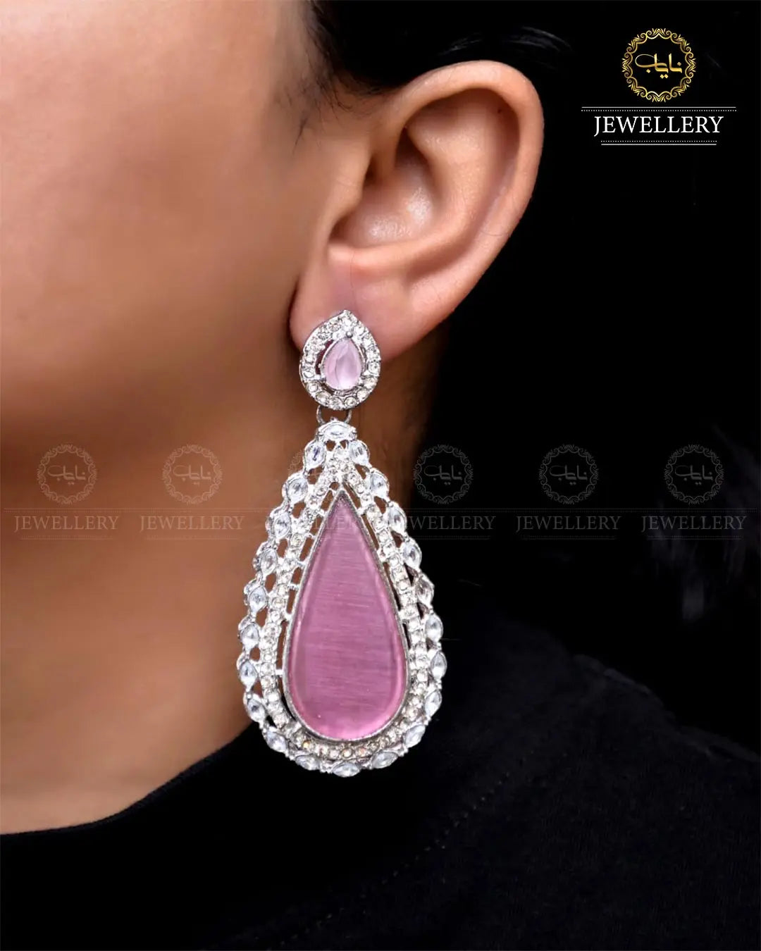 Zarcon Long Earrings NJ-1753 Nayab Jewellery