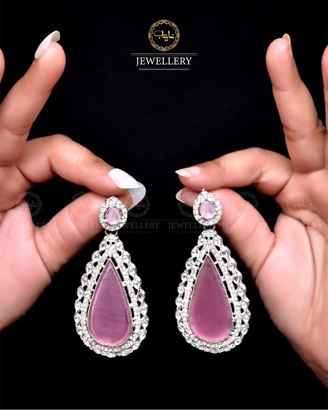 Zarcon Long Earrings NJ-1753 Nayab Jewellery